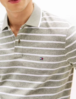 Cotton Rich Striped Polo Shirt with Linen