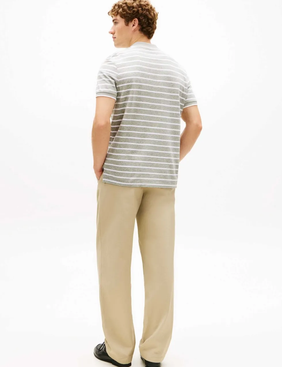 Cotton Rich Striped Polo Shirt with Linen