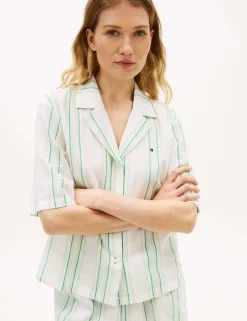 Cotton Rich Striped Pyjama Set with Linen