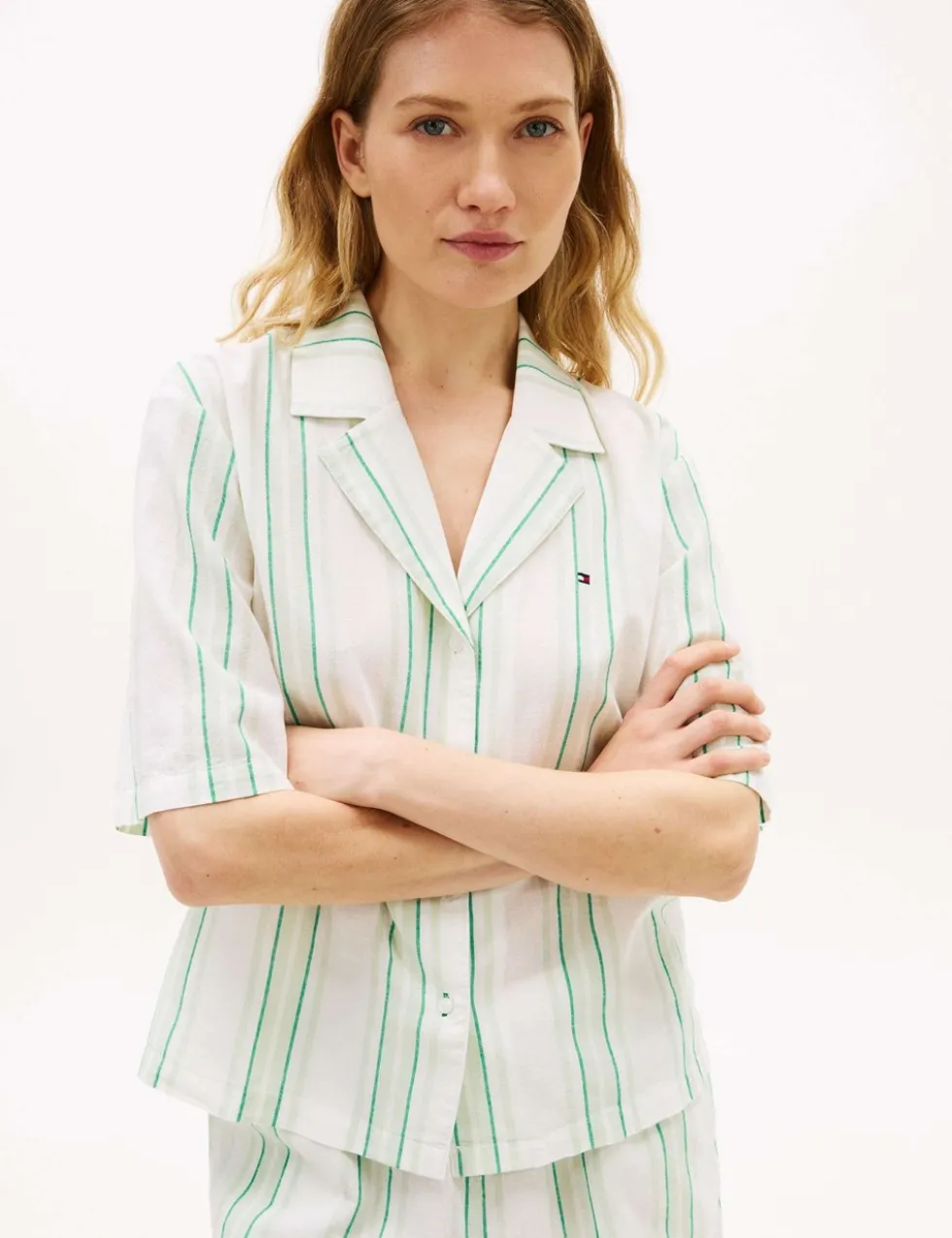 Cotton Rich Striped Pyjama Set with Linen