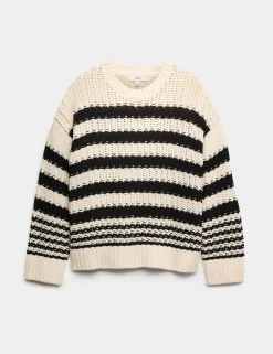 Cotton Rich Striped Relaxed Jumper