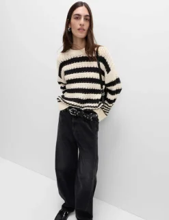 Cotton Rich Striped Relaxed Jumper