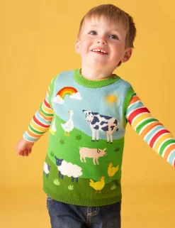 Cotton Rich Striped Ribbed Top (1-10 Yrs)