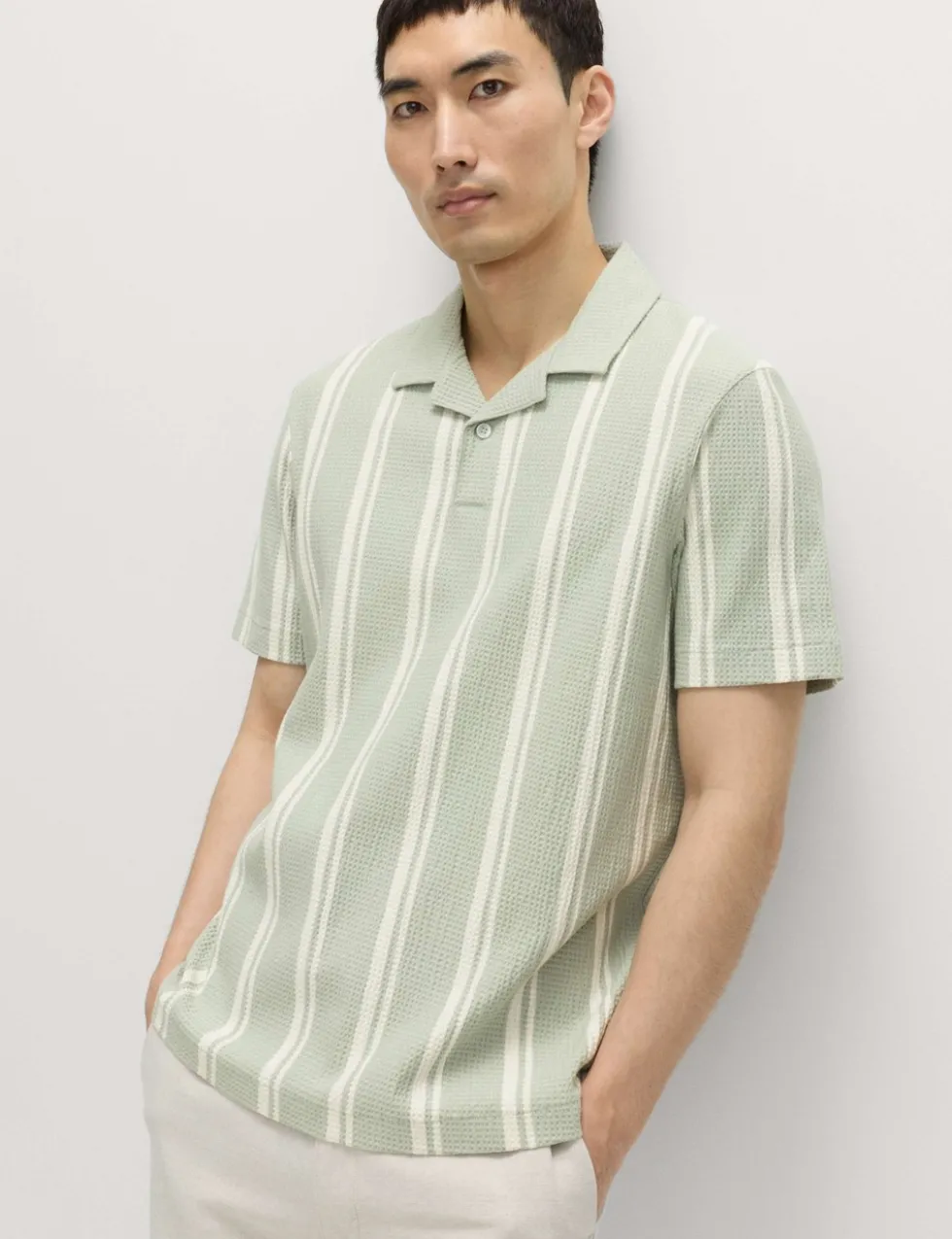 Cotton Rich Striped Seersucker Polo Shirt