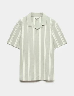 Cotton Rich Striped Seersucker Polo Shirt