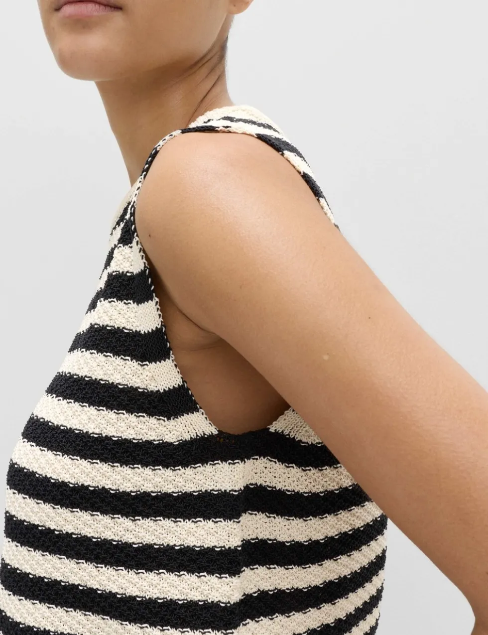 Cotton Rich Striped Slim Fit Knitted Top