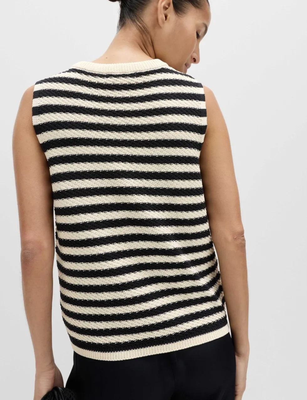Cotton Rich Striped Slim Fit Knitted Top