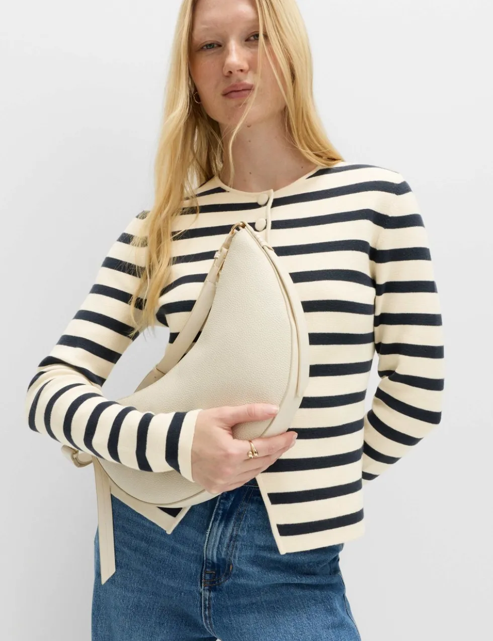 Cotton Rich Striped Slim Fit Knitted Jacket