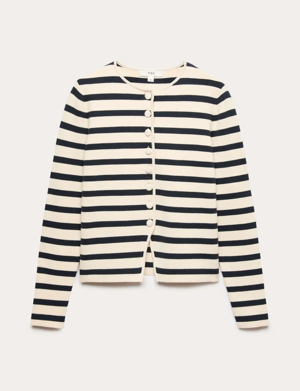 Cotton Rich Striped Slim Fit Knitted Jacket