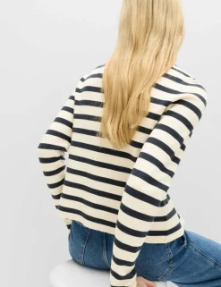 Cotton Rich Striped Slim Fit Knitted Jacket