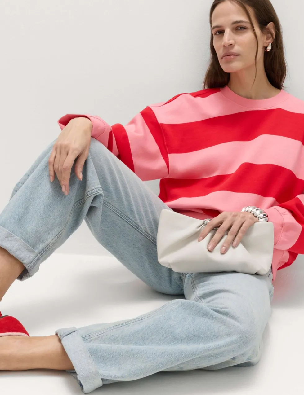 Cotton Rich Striped Sweatshirt
