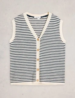 Cotton Rich Striped Tank Top with Linen