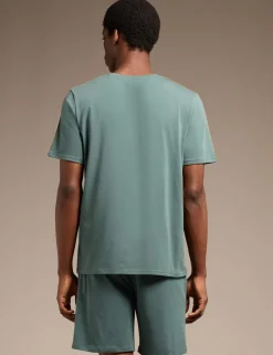Cotton Rich Striped Trim Logo T-Shirt