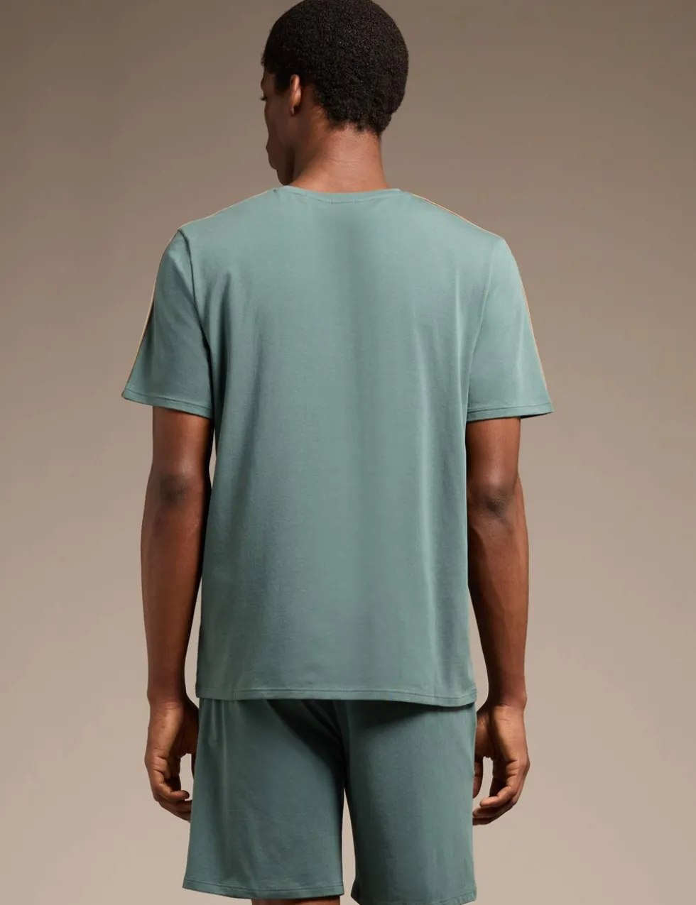 Cotton Rich Striped Trim Logo T-Shirt