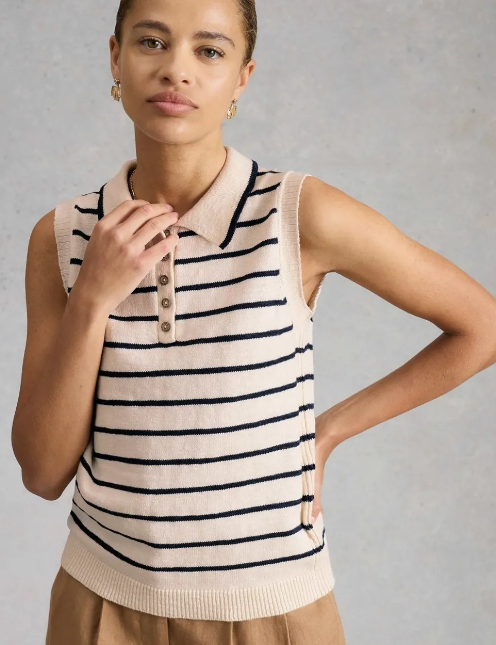 Cotton Rich Striped Vest