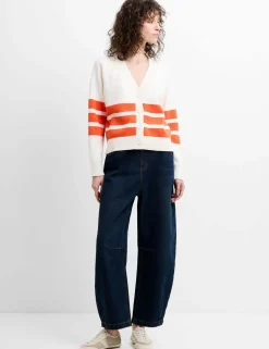 Cotton Rich Striped V-Neck Cardigan