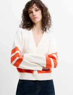 Cotton Rich Striped V-Neck Cardigan