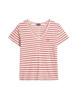 Cotton Rich Striped V-Neck T-Shirt