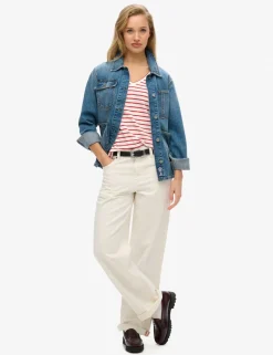 Cotton Rich Striped V-Neck T-Shirt