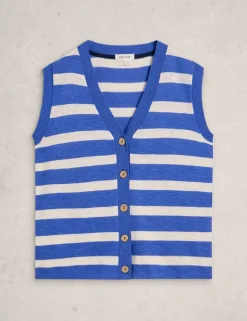Cotton Rich Striped V-Neck Tank Top
