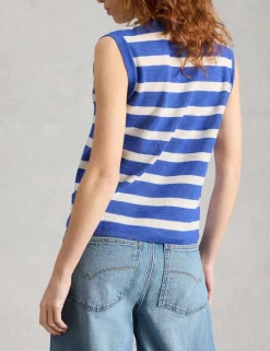 Cotton Rich Striped V-Neck Tank Top