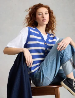 Cotton Rich Striped V-Neck Tank Top
