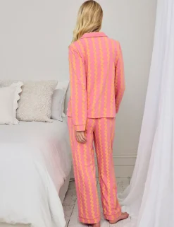 Cotton Rich Sunset Wavy Stripe Long Pyjama Set