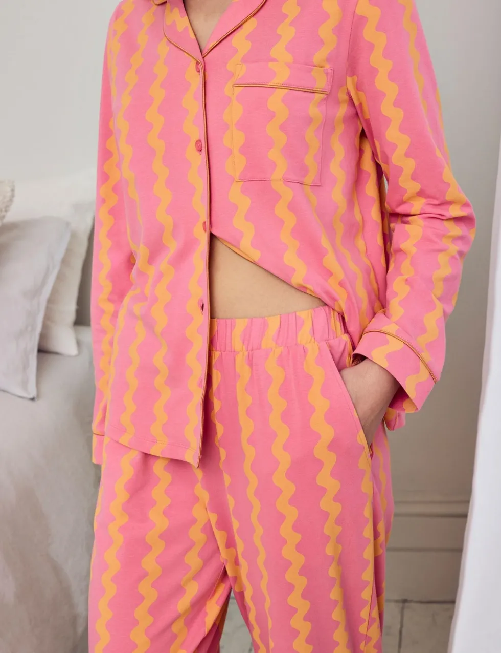 Cotton Rich Sunset Wavy Stripe Long Pyjama Set