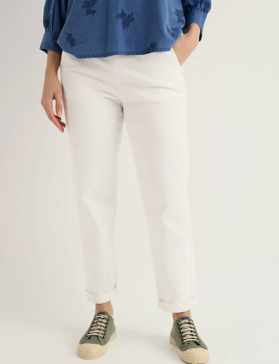 Cotton Rich Tapered Ankle Grazer Trousers
