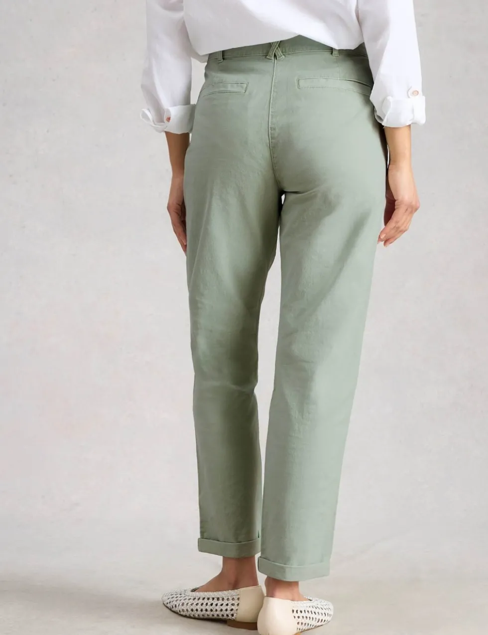 Cotton Rich Tapered Chinos With Linen