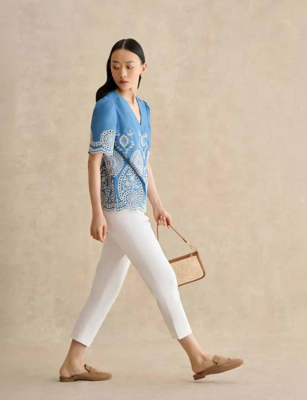 Cotton Rich Tapered Cropped Trousers