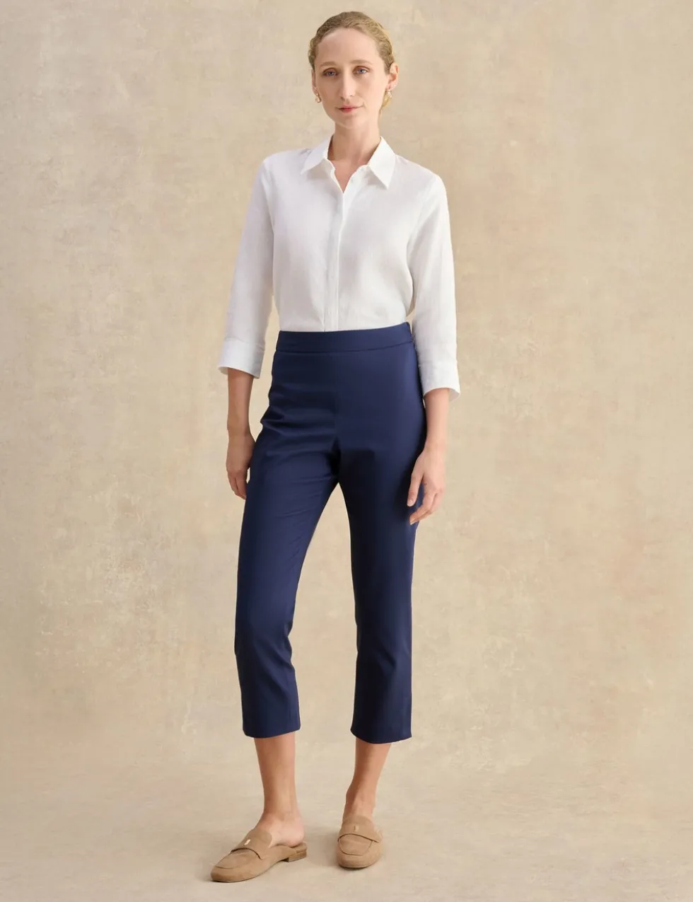 Cotton Rich Tapered Cropped Trousers