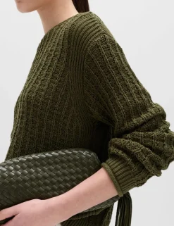Cotton Rich Textured Crew Neck Jumper