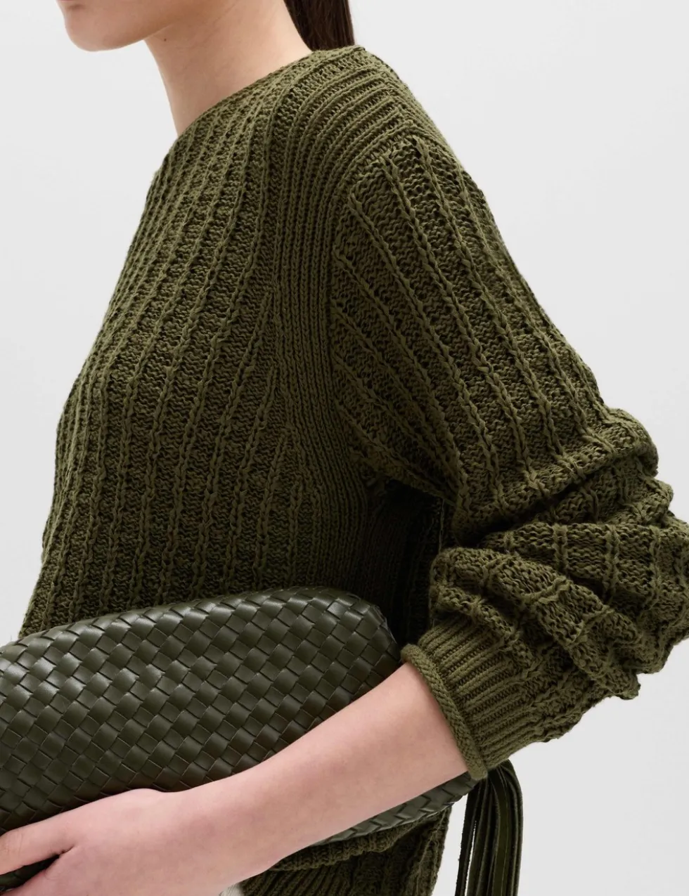 Cotton Rich Textured Crew Neck Jumper
