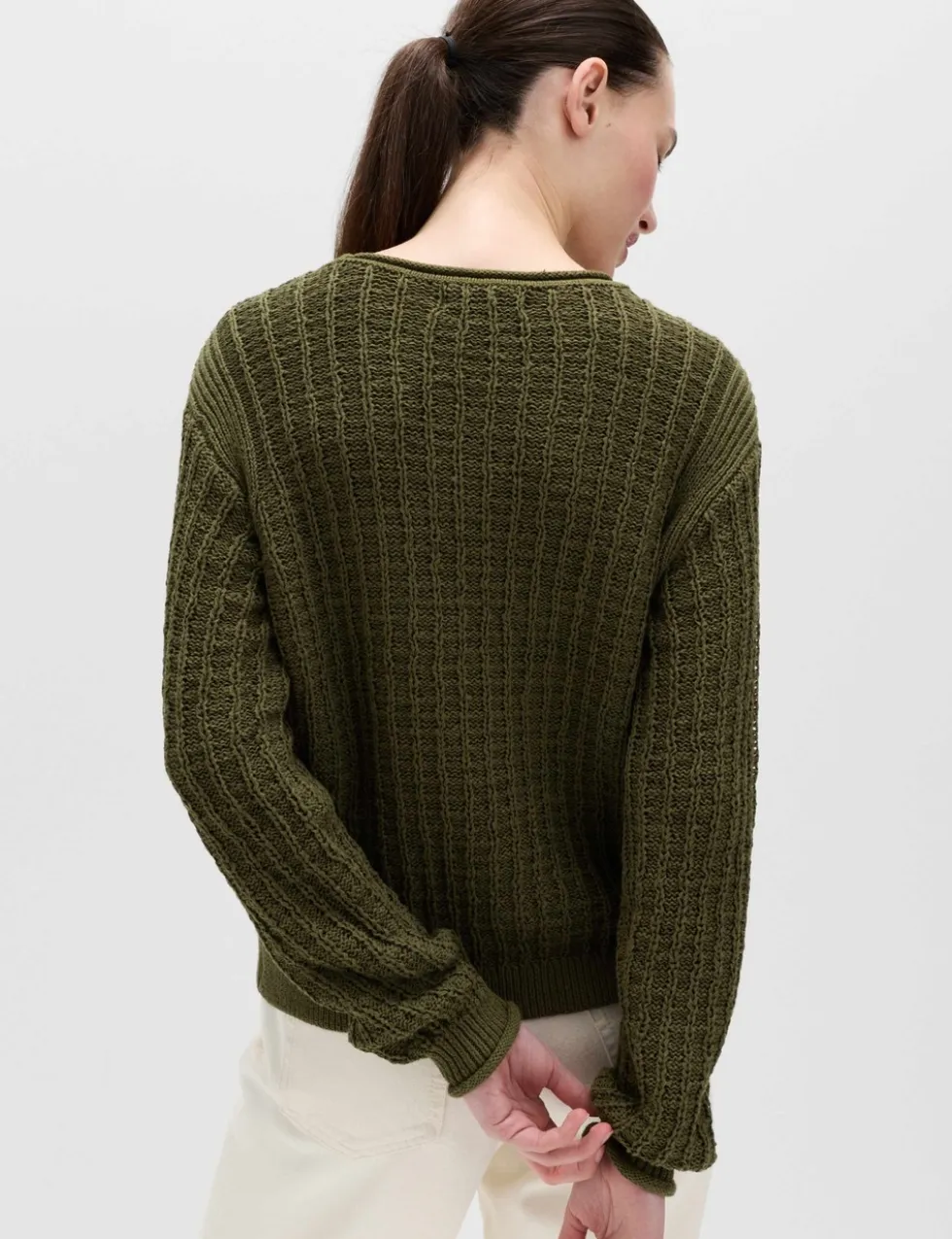 Cotton Rich Textured Crew Neck Jumper