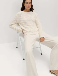 Cotton Rich Textured Crew Neck Jumper