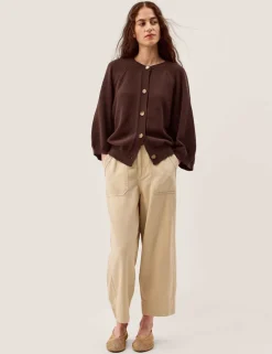Cotton Rich Textured Crew Neck Cardigan
