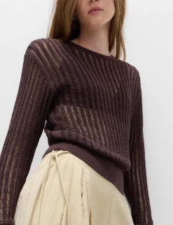 Cotton Rich Textured Crew Neck Jumper