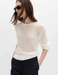 Cotton Rich Textured Crew Neck Jumper