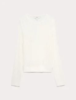 Cotton Rich Textured Crew Neck Jumper