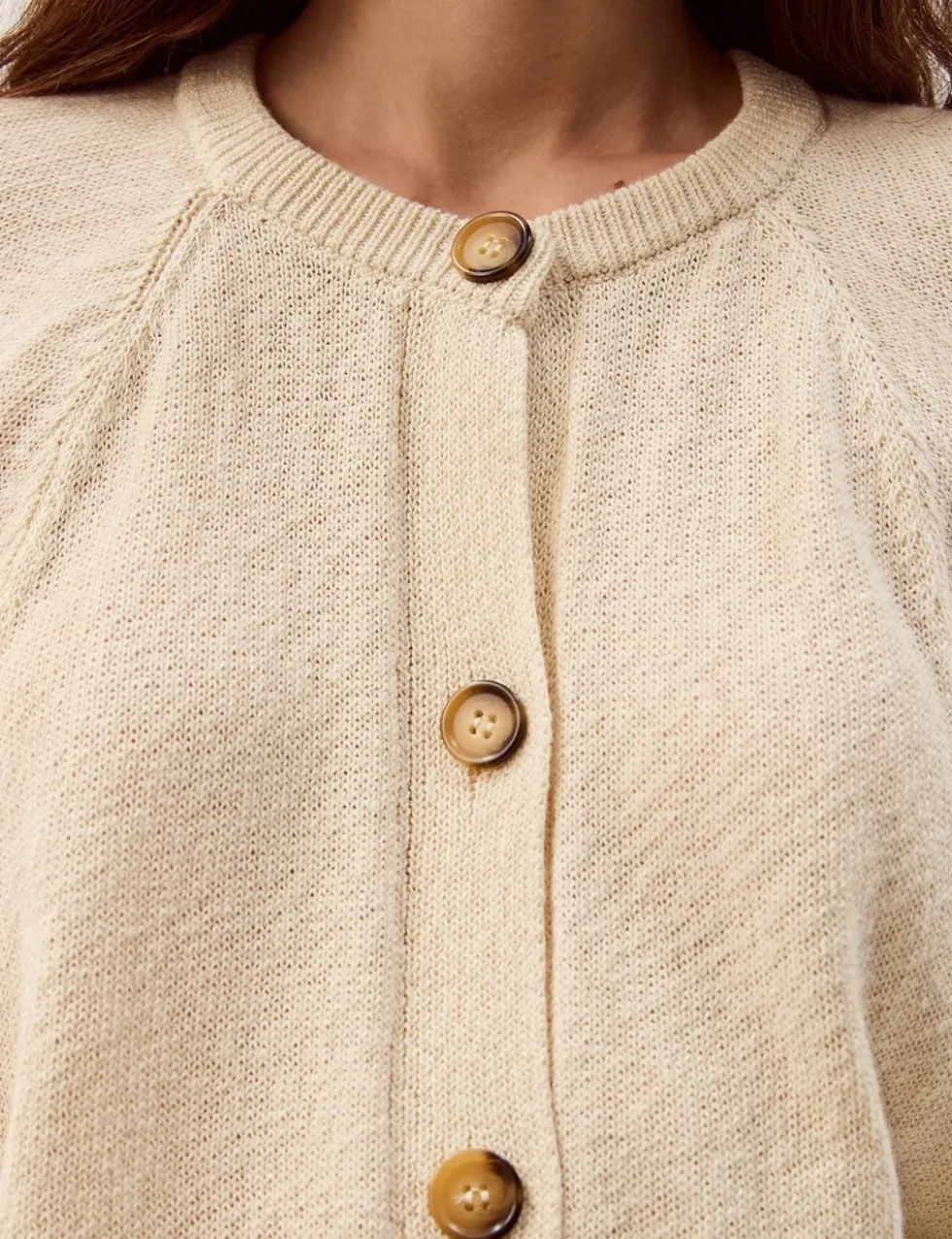 Cotton Rich Textured Crew Neck Cardigan