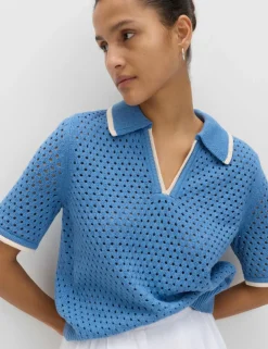 Cotton Rich Textured Cropped Knitted Top