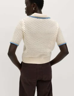 Cotton Rich Textured Cropped Knitted Top