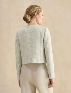 Cotton Rich Textured Cropped Jacket