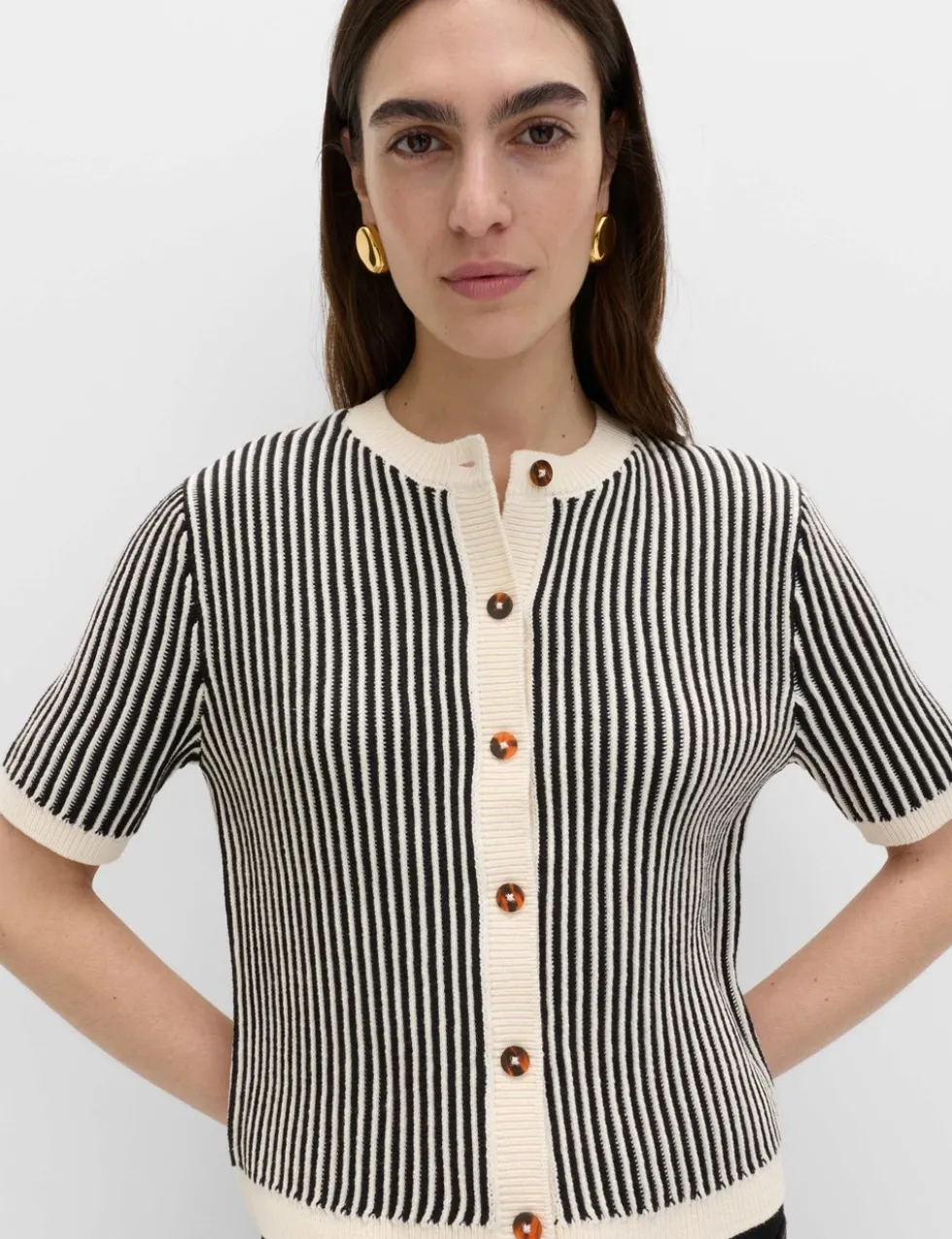 Cotton Rich Textured Cropped Cardigan