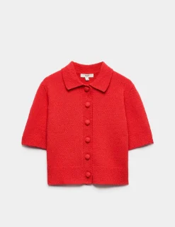 Cotton Rich Textured Cropped Cardigan