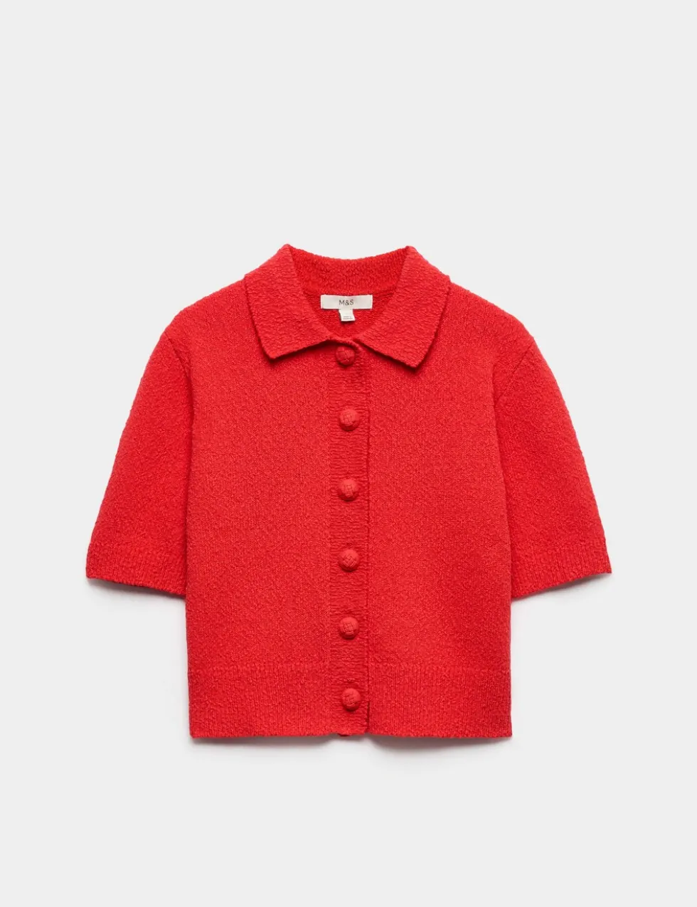 Cotton Rich Textured Cropped Cardigan