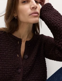 Cotton Rich Textured Cropped Knitted Jacket