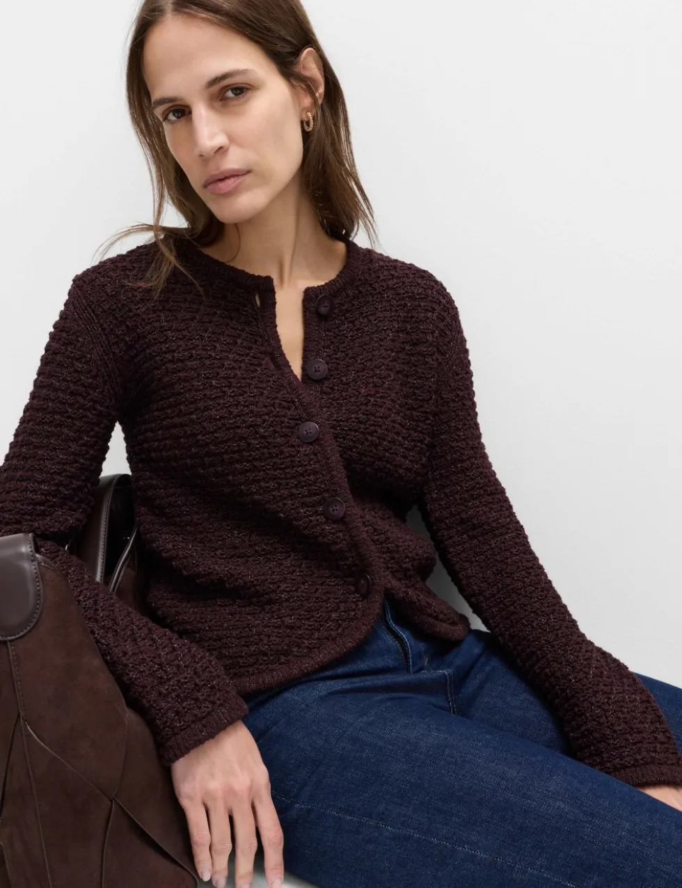 Cotton Rich Textured Cropped Knitted Jacket
