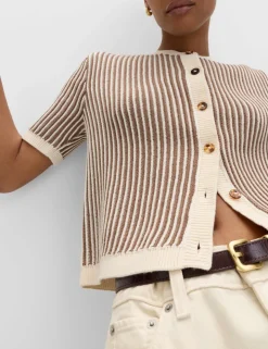 Cotton Rich Textured Cropped Cardigan